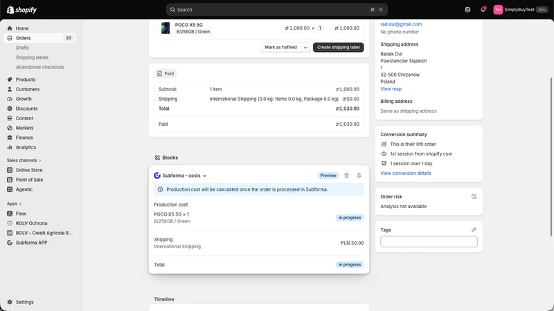 Subforma APP ‑ Print on Demand