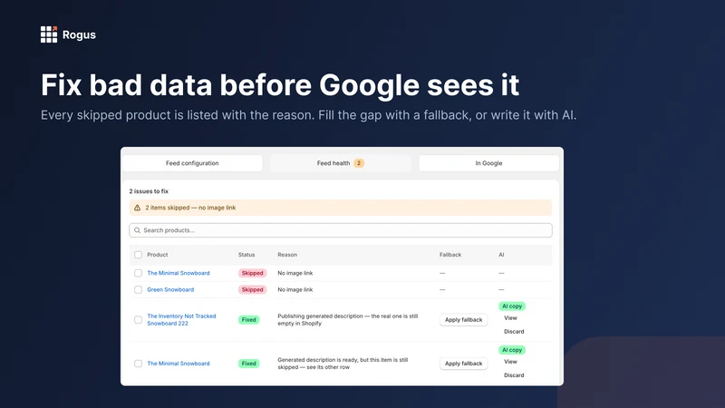 Rogus Google Shopping Feed