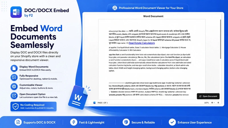PDF & Docs & Excel Embed by F2