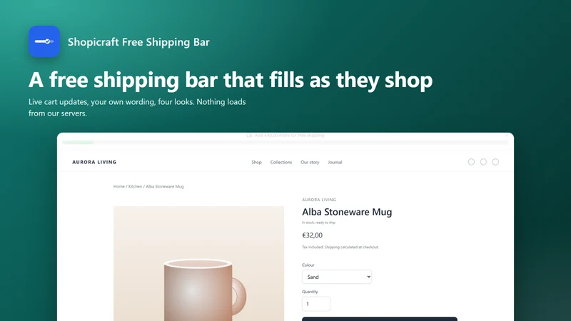 Shopicraft Free Shipping Bar