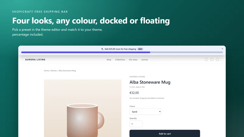 Shopicraft Free Shipping Bar