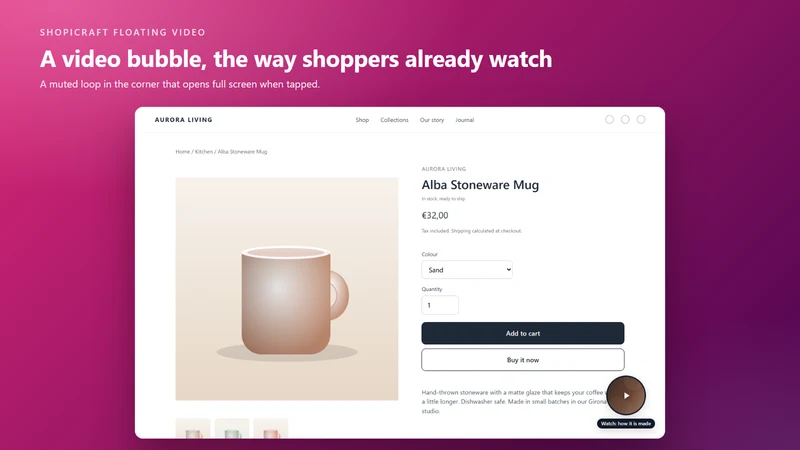 Shopicraft Floating Video