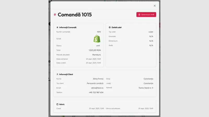 E‑packet ‑ import comenzi