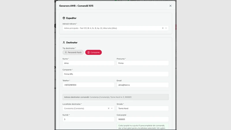 E‑packet ‑ import comenzi