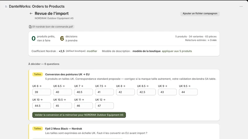 DanteWorks: Invoice to Product