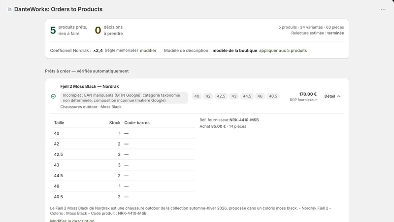 DanteWorks: Invoice to Product