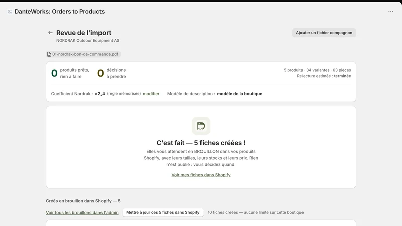 DanteWorks: Invoice to Product