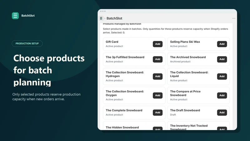 BatchSlot Production Planner