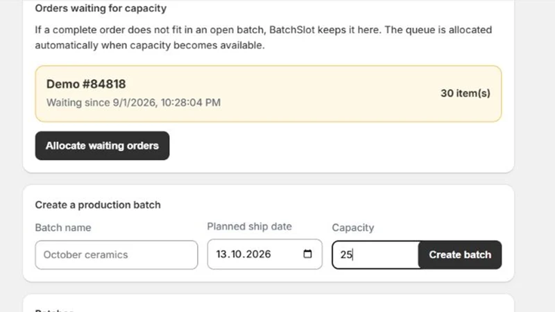 BatchSlot Production Planner