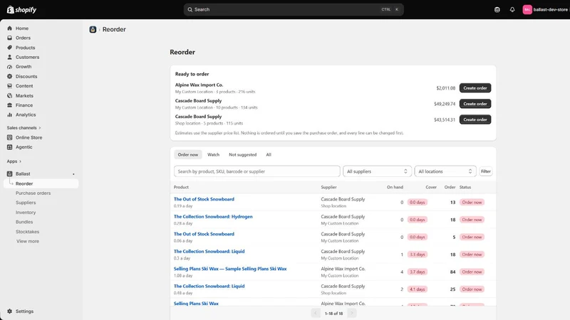 Ballast Inventory Planner