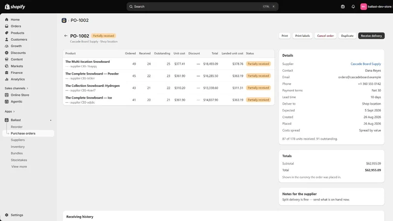 Ballast Inventory Planner