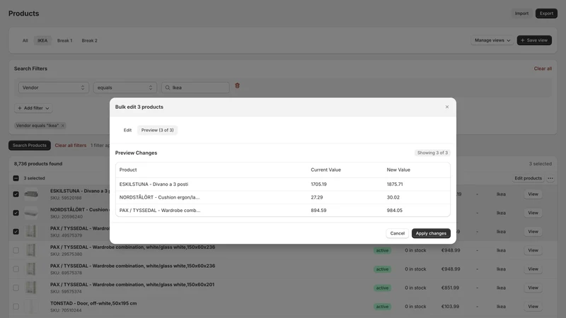 Vanilla Bulk Product Editor