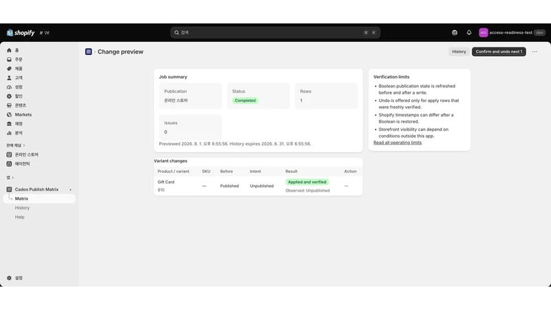 Cados Publish Matrix