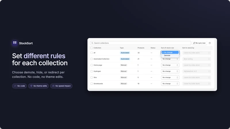 StockSort: Hide out of Stock