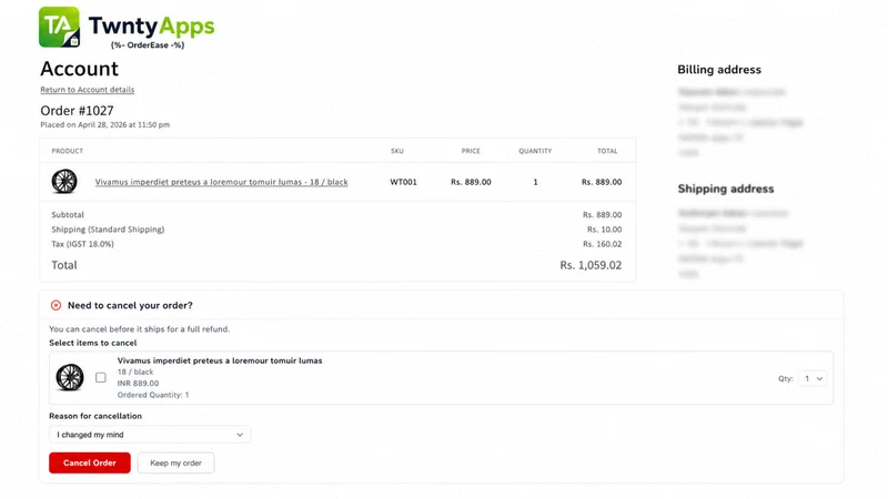 OrderEase ‑ Cancel Order