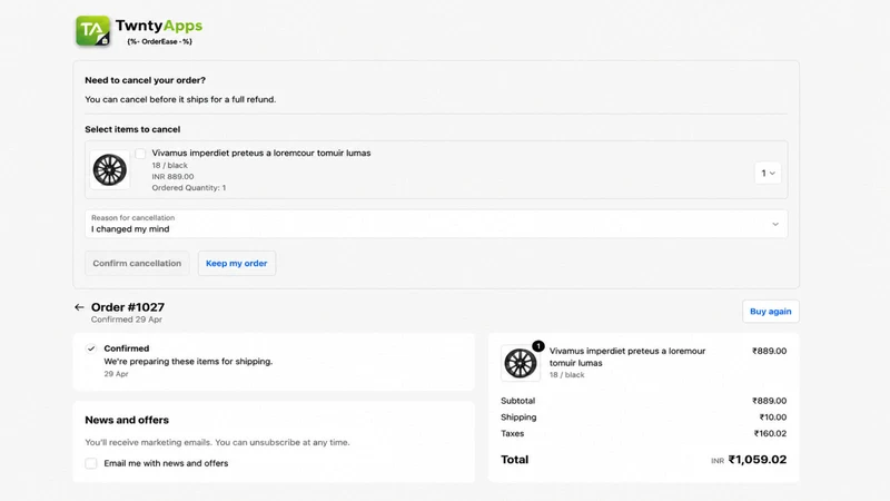 OrderEase ‑ Cancel Order