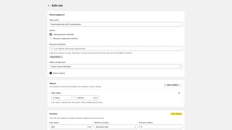 KM Payment Rules