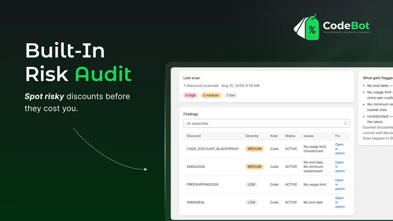 CodeBot: Bulk Discount Codes