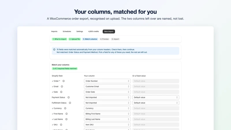 Business Importer: Orders CSV
