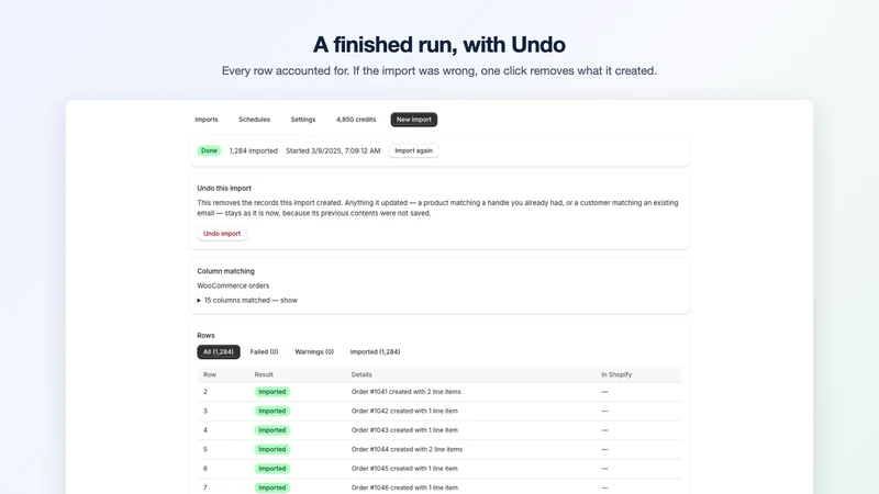 Business Importer: Orders CSV