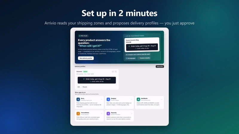 Arrivio: Estimated Delivery