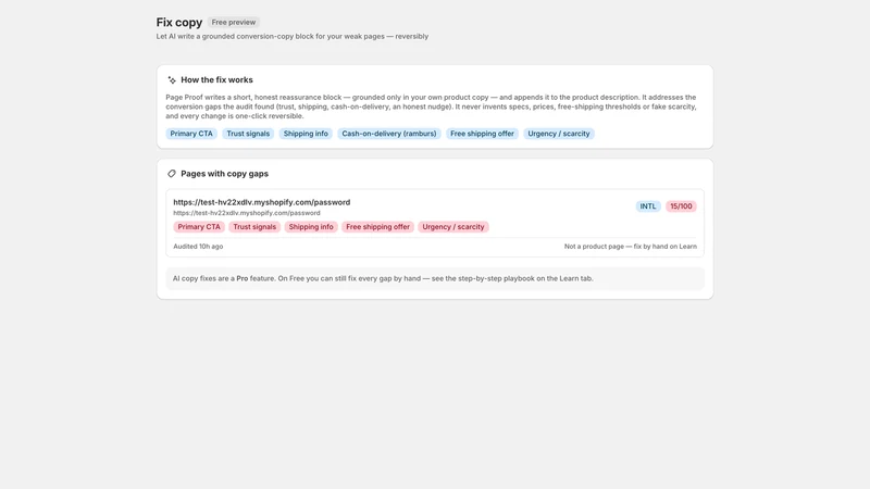 Page Proof: CRO Audit & Fix