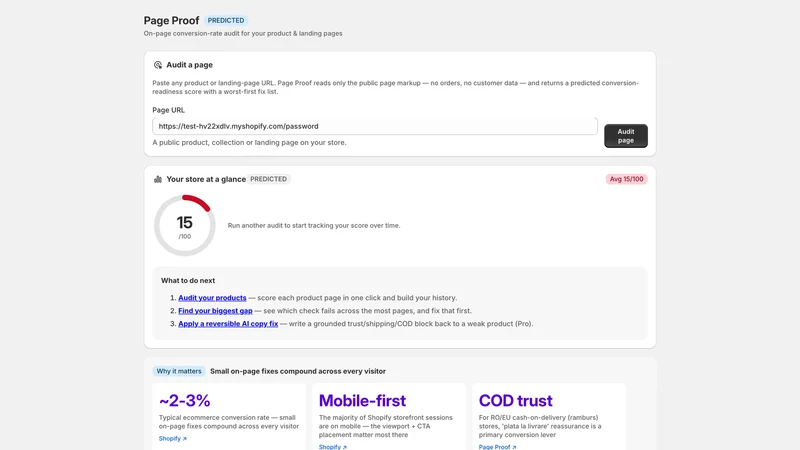 Page Proof: CRO Audit & Fix