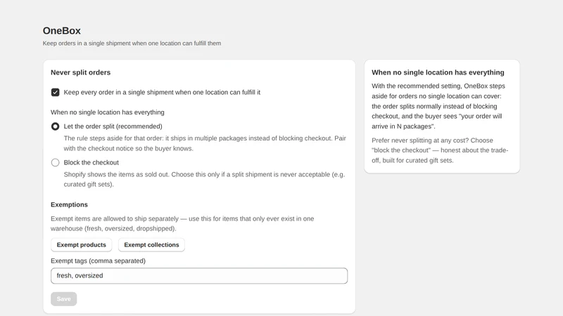 OneBox: Stop Split Shipping