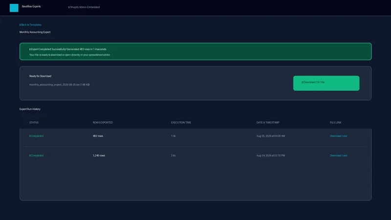 NeatRow Exports