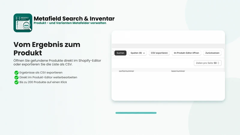 Metafield Search & Inventar