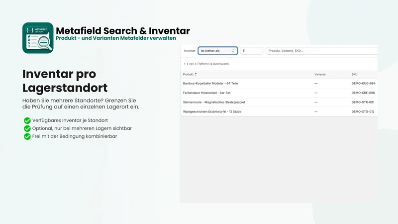Metafield Search & Inventar