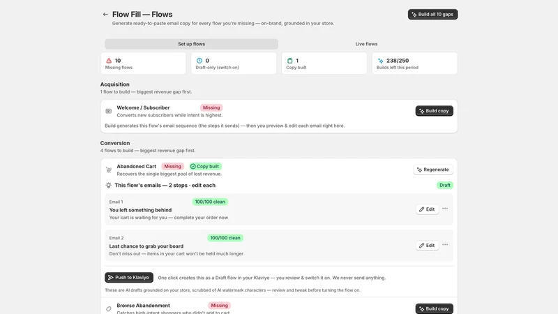 Flow Fill: Klaviyo Email Flows