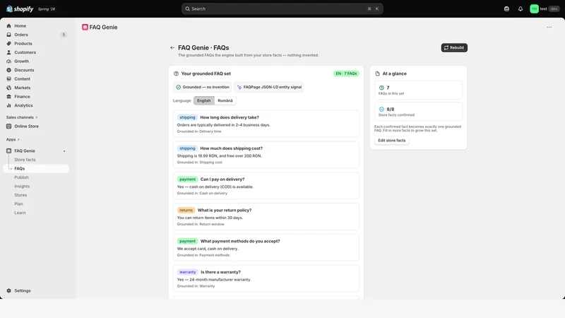 FAQ Genie: Store FAQ Builder