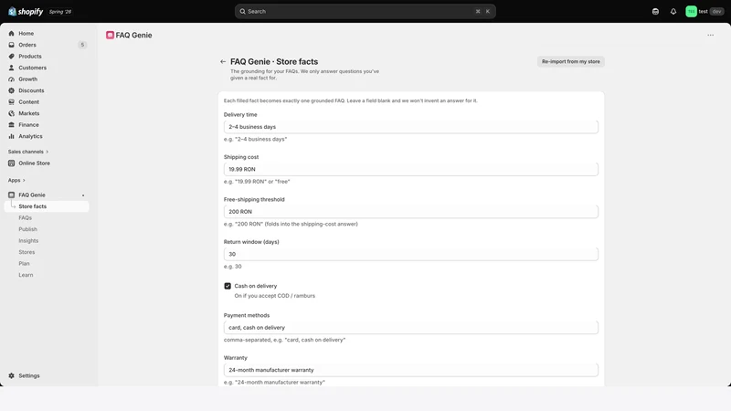 FAQ Genie: Store FAQ Builder