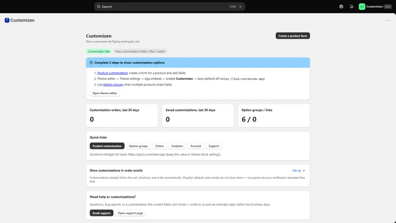 Customizen Product Options