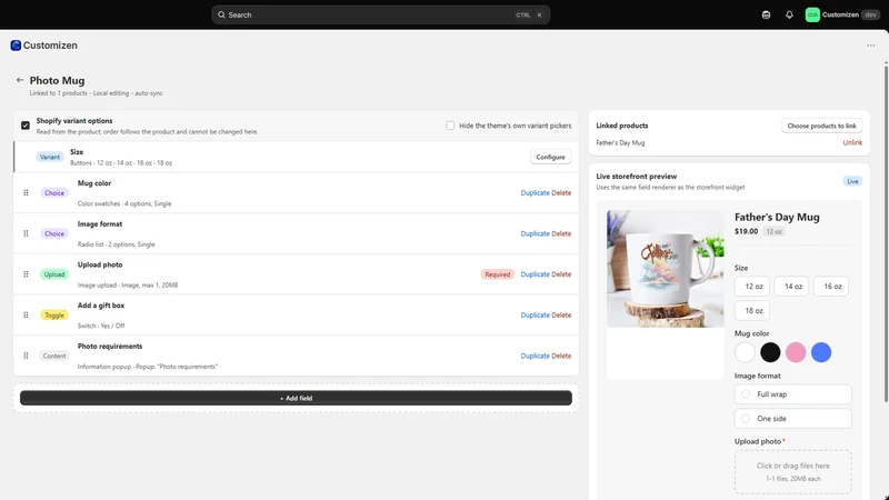Customizen Product Options