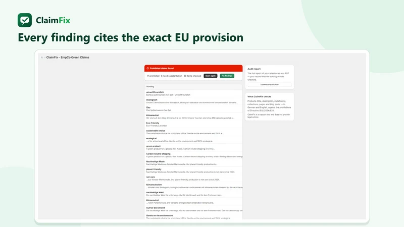 ClaimFix ‑ EU Green Claims