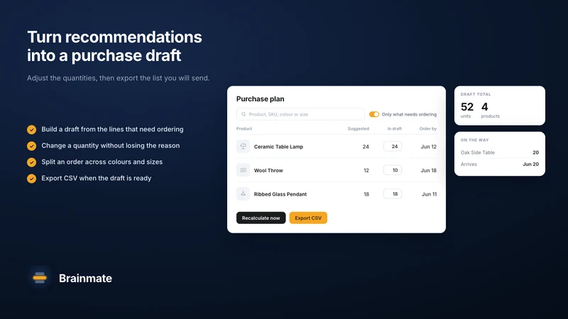 Brainmate ‑ Forecast & Reorder