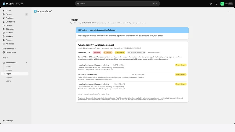 Access Proof: Accessibility
