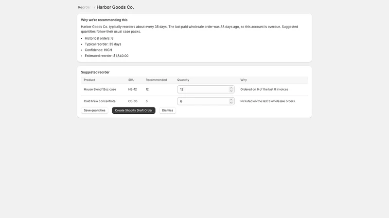 Ordrly: Wholesale Reorder