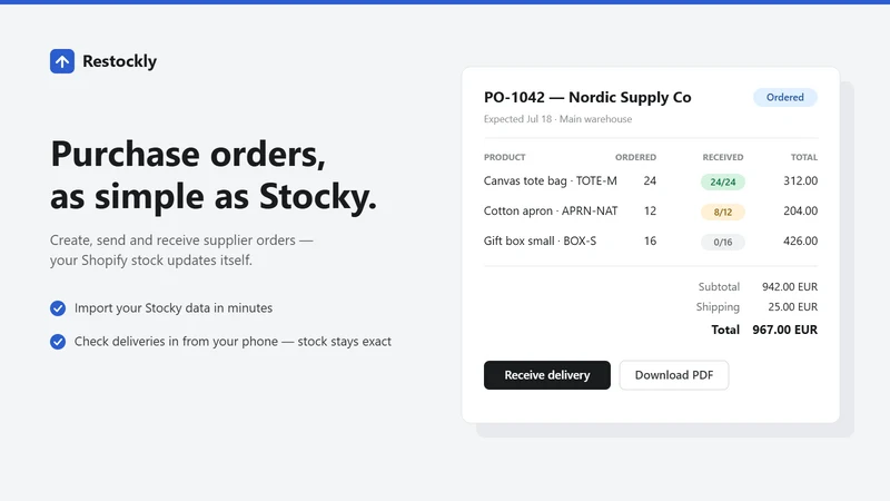 RestockFlow ‑ Purchase Orders