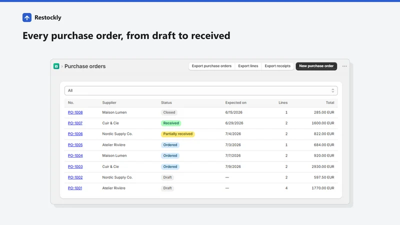 RestockFlow ‑ Purchase Orders