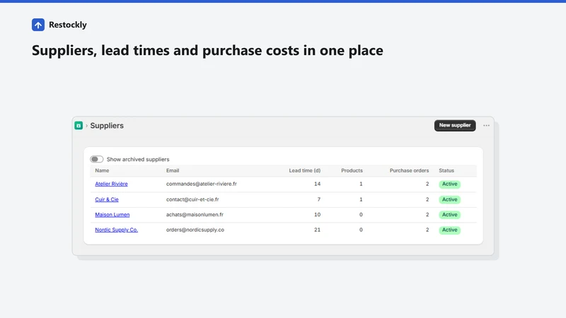 RestockFlow ‑ Purchase Orders