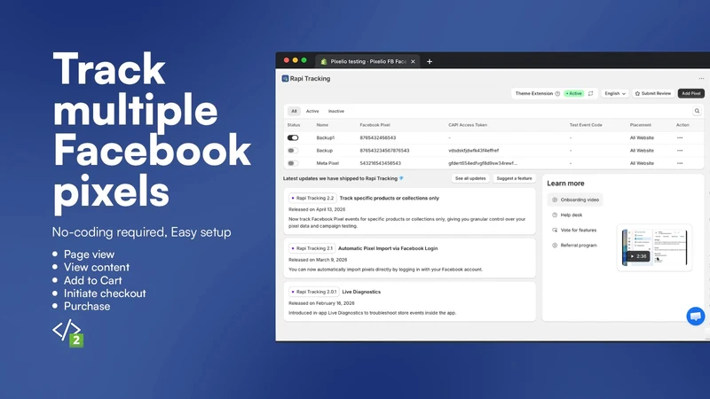 Rapid Tracking Facebook Pixels