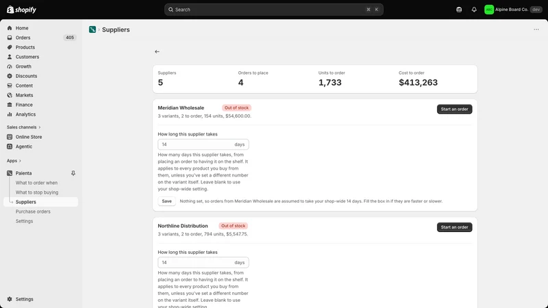 Paienta Purchase Orders