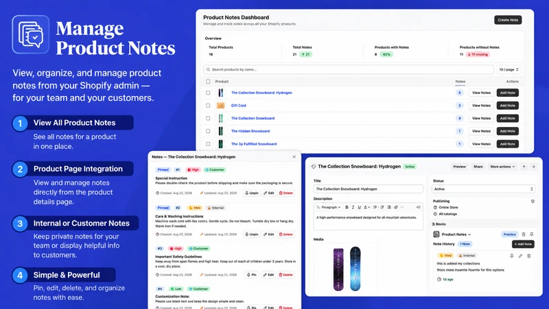 NotePilot Manage Product Notes
