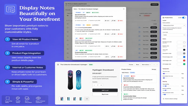 NotePilot Manage Product Notes