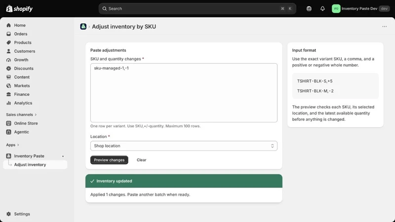 SkuFluent: Inventory Paste