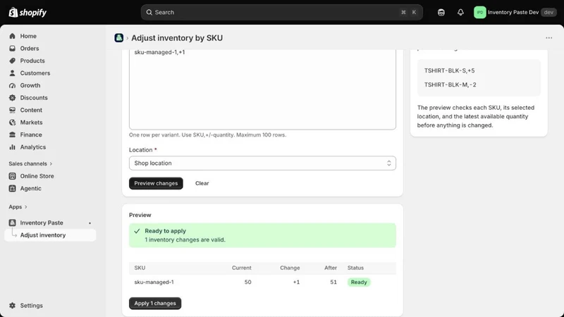 SkuFluent: Inventory Paste