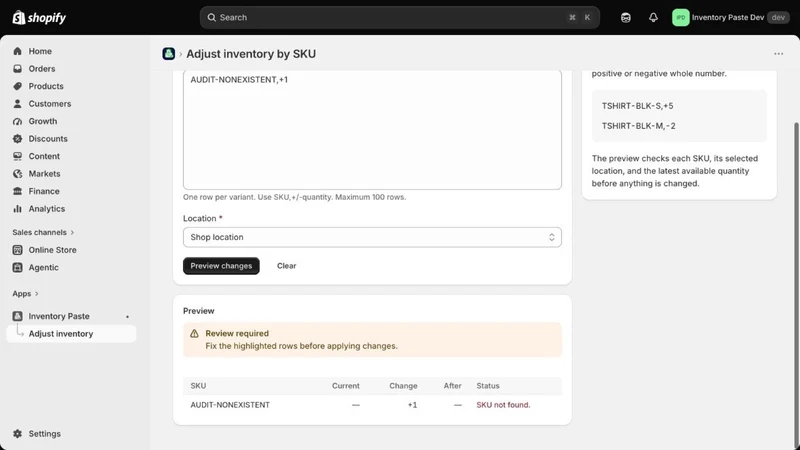 SkuFluent: Inventory Paste